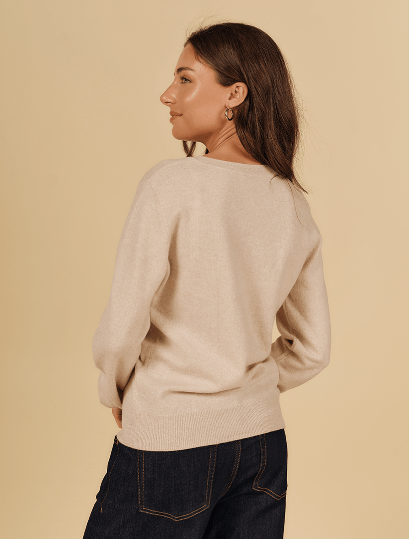 Melissa Cashmere Long Sleeve Knit Oatmeal - Zjoosh