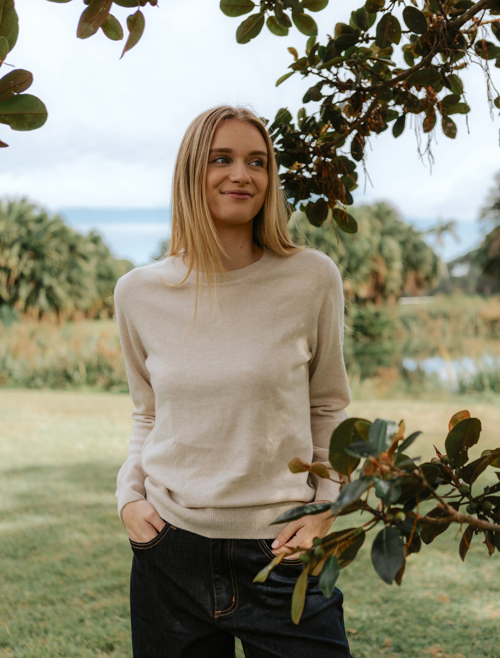 Melissa Cashmere Long Sleeve Knit Oatmeal - Zjoosh