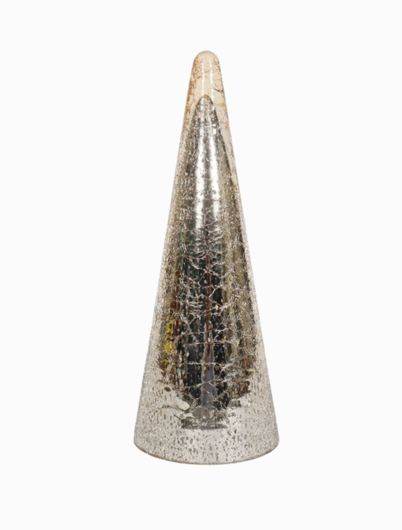 Mercury Glass Led Cone Tree Gold Large