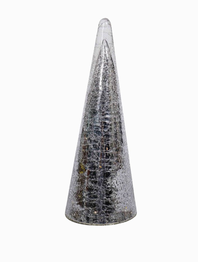 Mercury Glass Led Cone Tree Silver Large