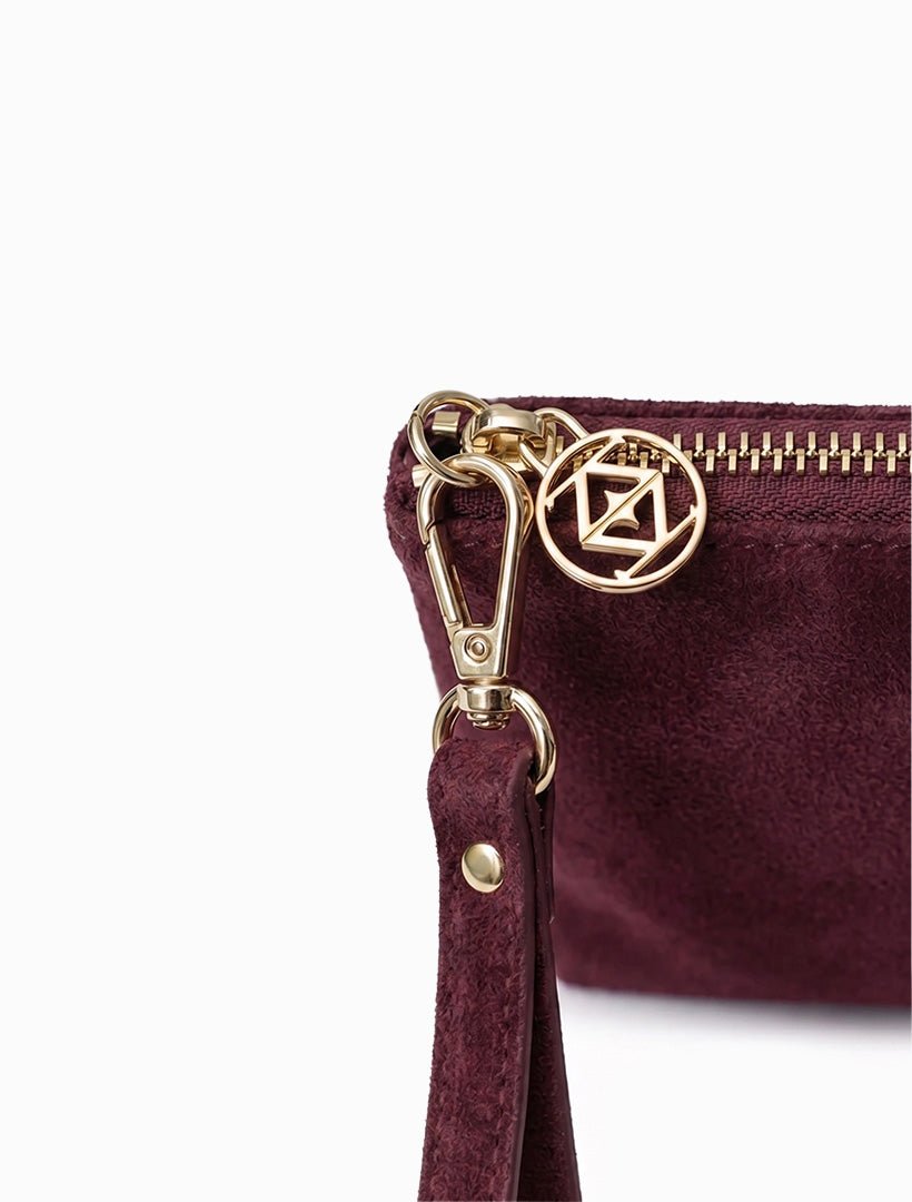 Mia Eco Suede Clutch Burgundy - Zjoosh