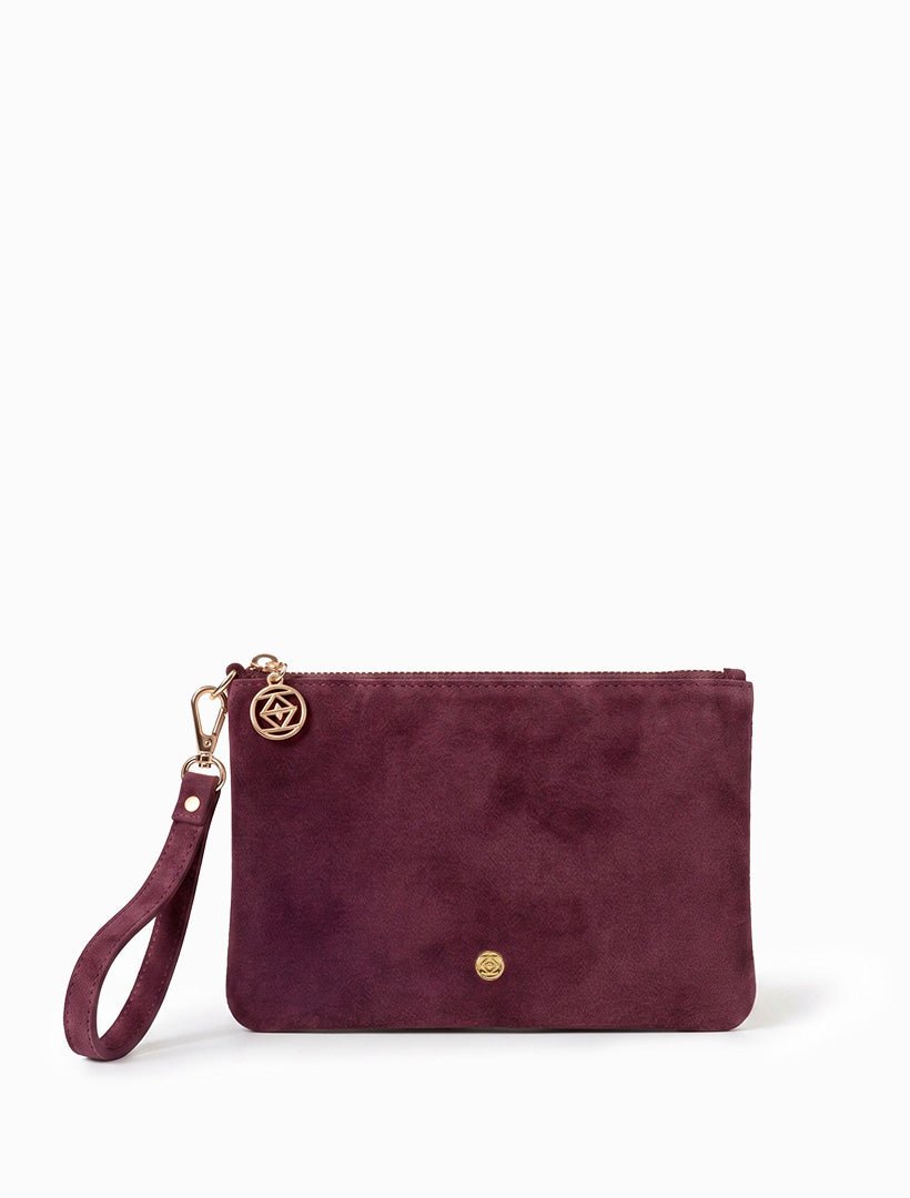 Mia Eco Suede Clutch Burgundy - Zjoosh