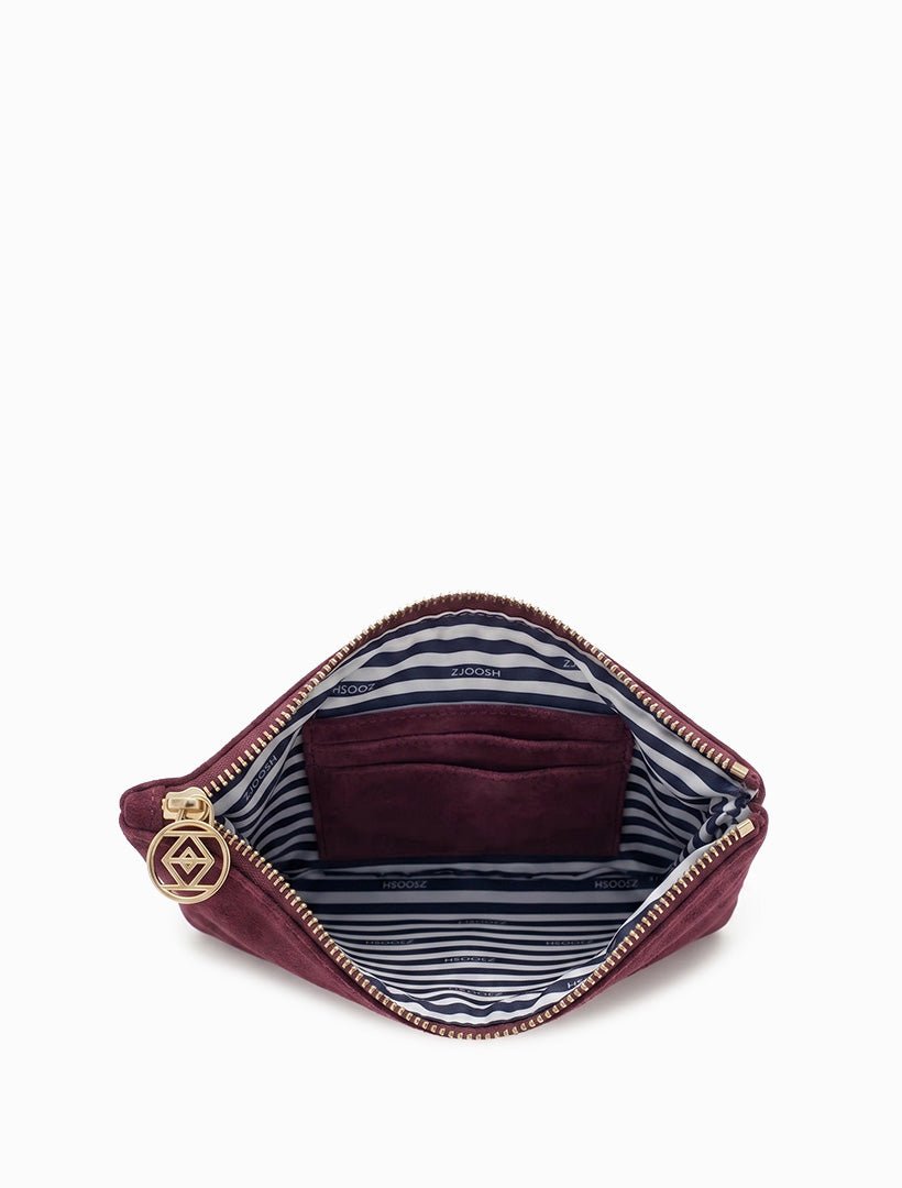 Mia Eco Suede Clutch Burgundy - Zjoosh