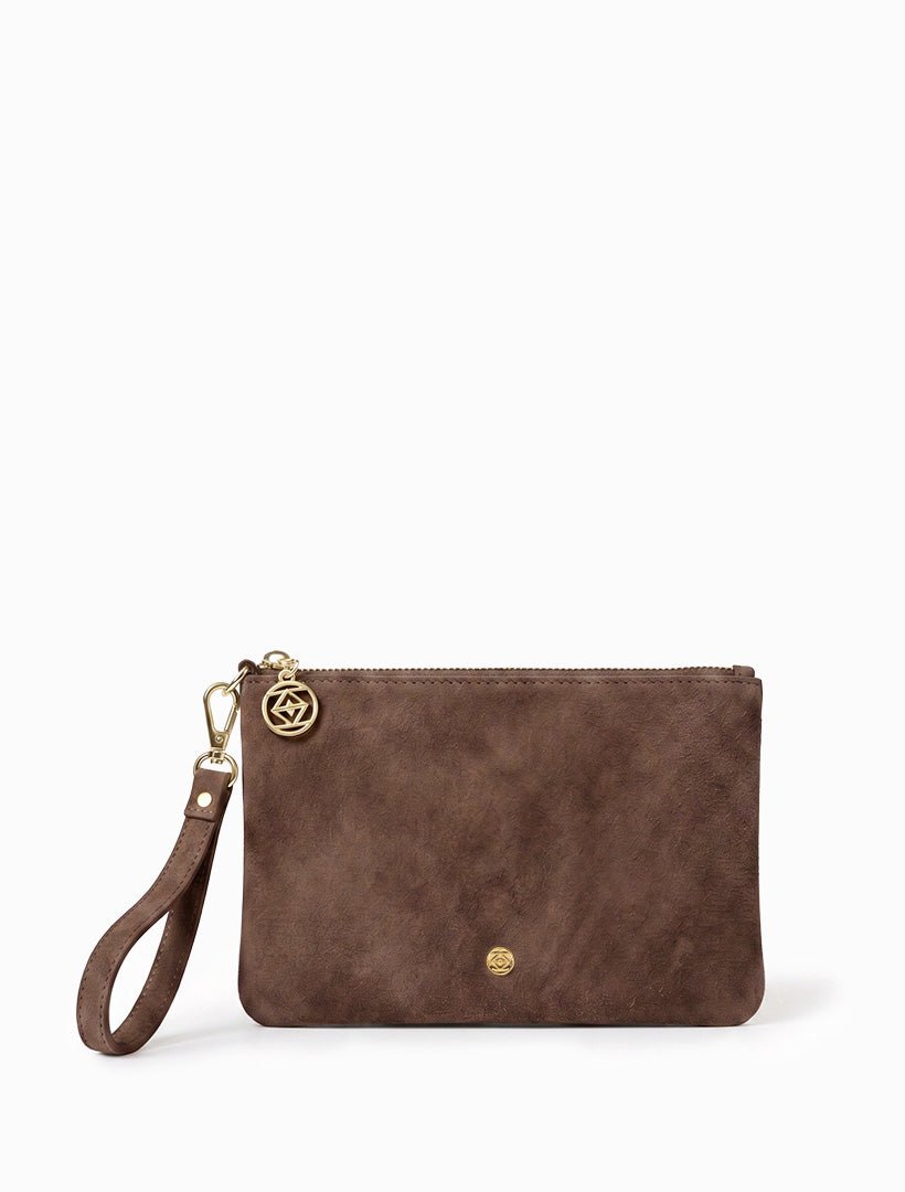 Mia Eco Suede Clutch Chocolate - Zjoosh