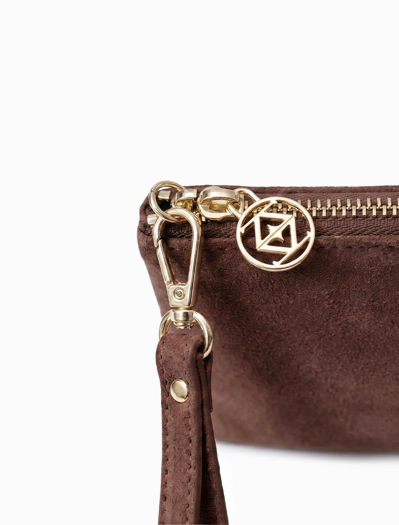 Mia Eco Suede Clutch Chocolate - Zjoosh