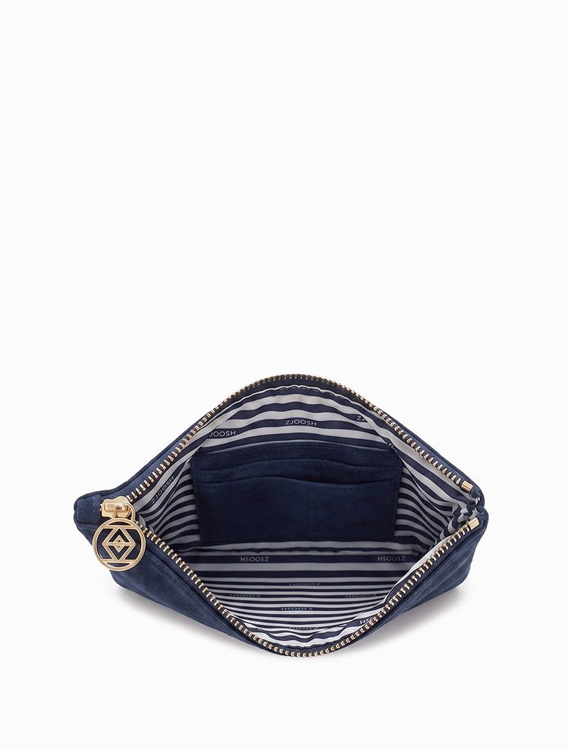 Mia Eco Suede Clutch Navy - Zjoosh