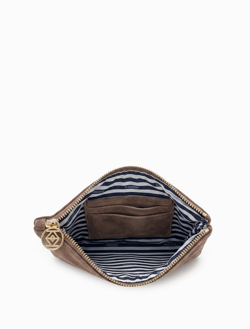Mia Eco Suede Clutch Tan - Zjoosh