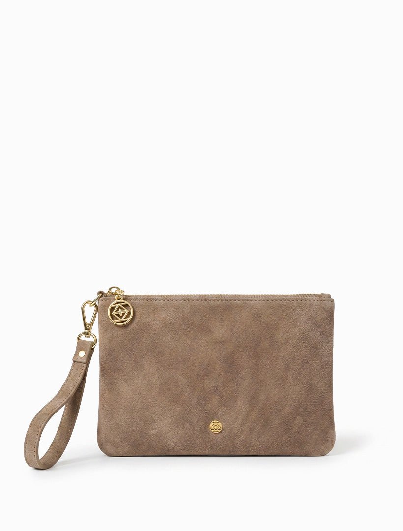 Mia Eco Suede Clutch Tan - Zjoosh