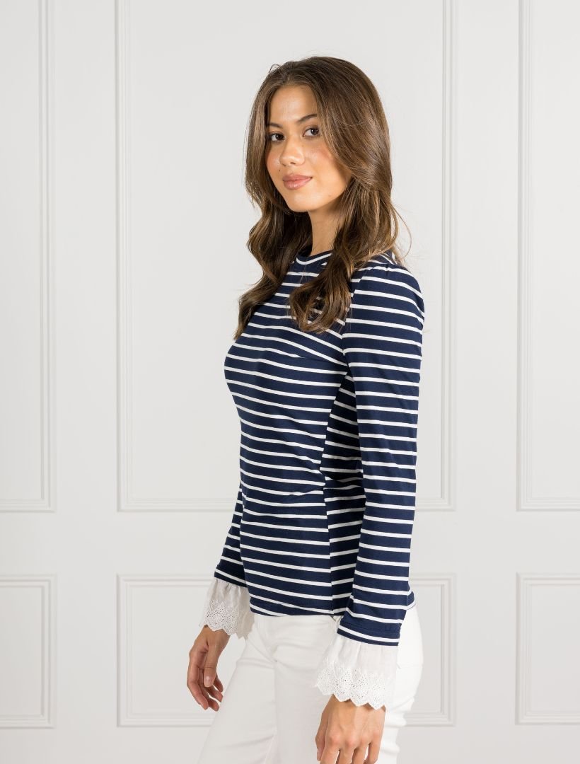 Millie Striped Top Navy - Zjoosh