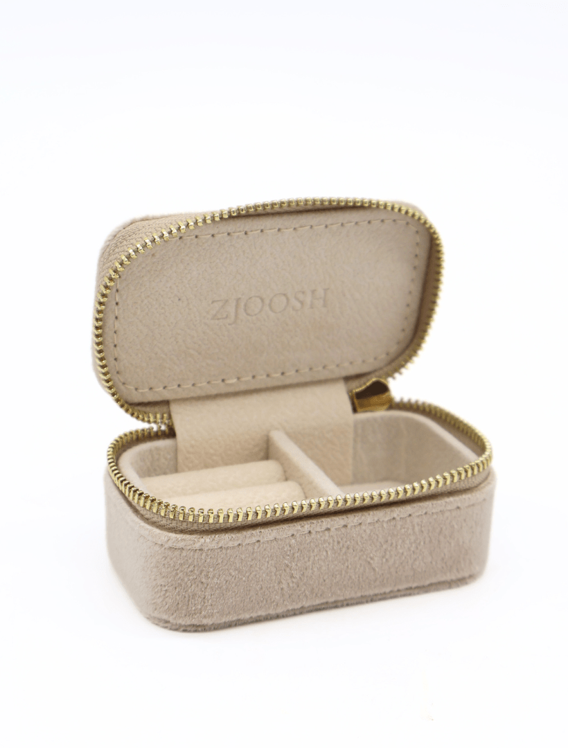 Mini Velvet Jewellery Case Champagne - Zjoosh