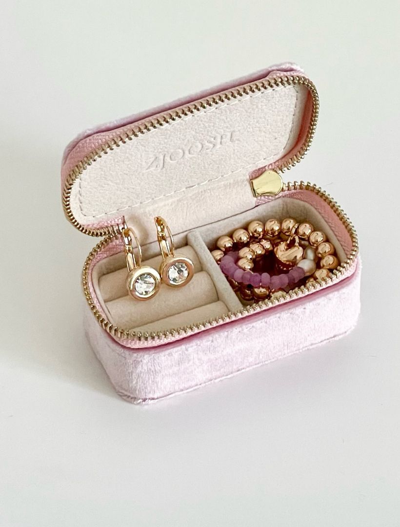 Mini Velvet Jewellery Case Pink - Zjoosh