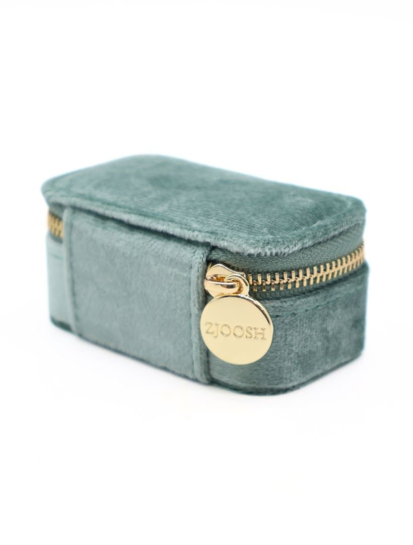 Mini Velvet Jewellery Case Sage - Zjoosh