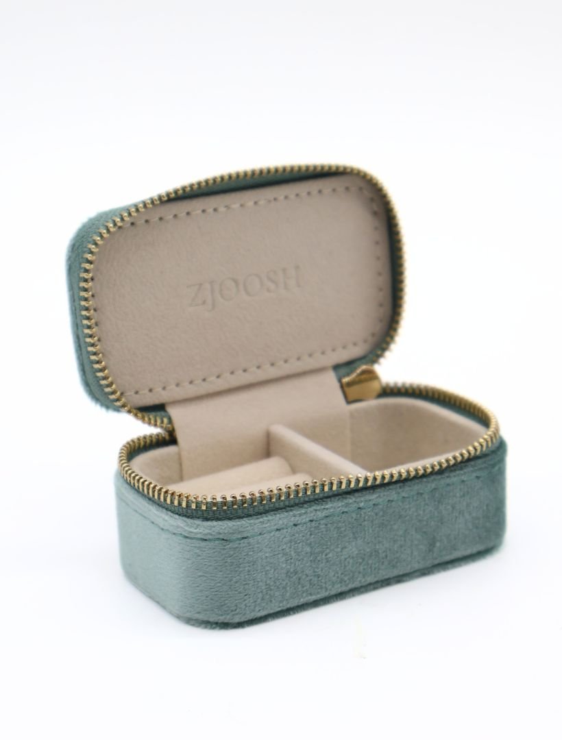 Mini Velvet Jewellery Case Sage - Zjoosh