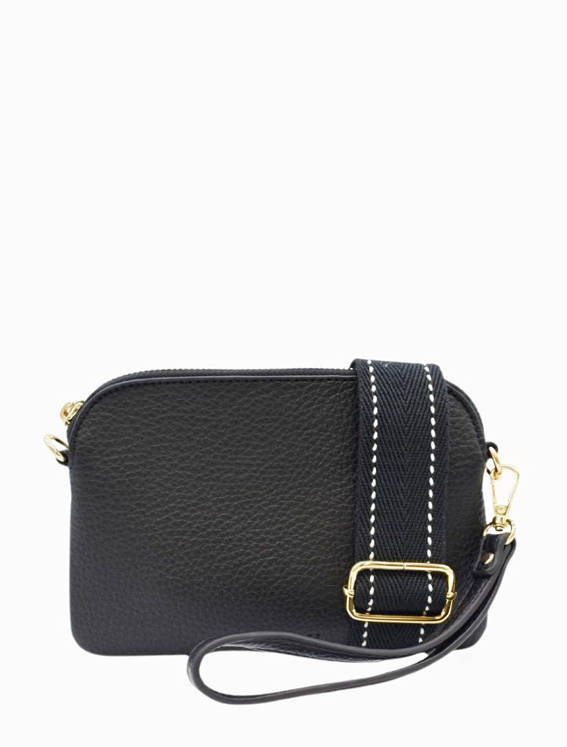 Front view - mini black cross body bag