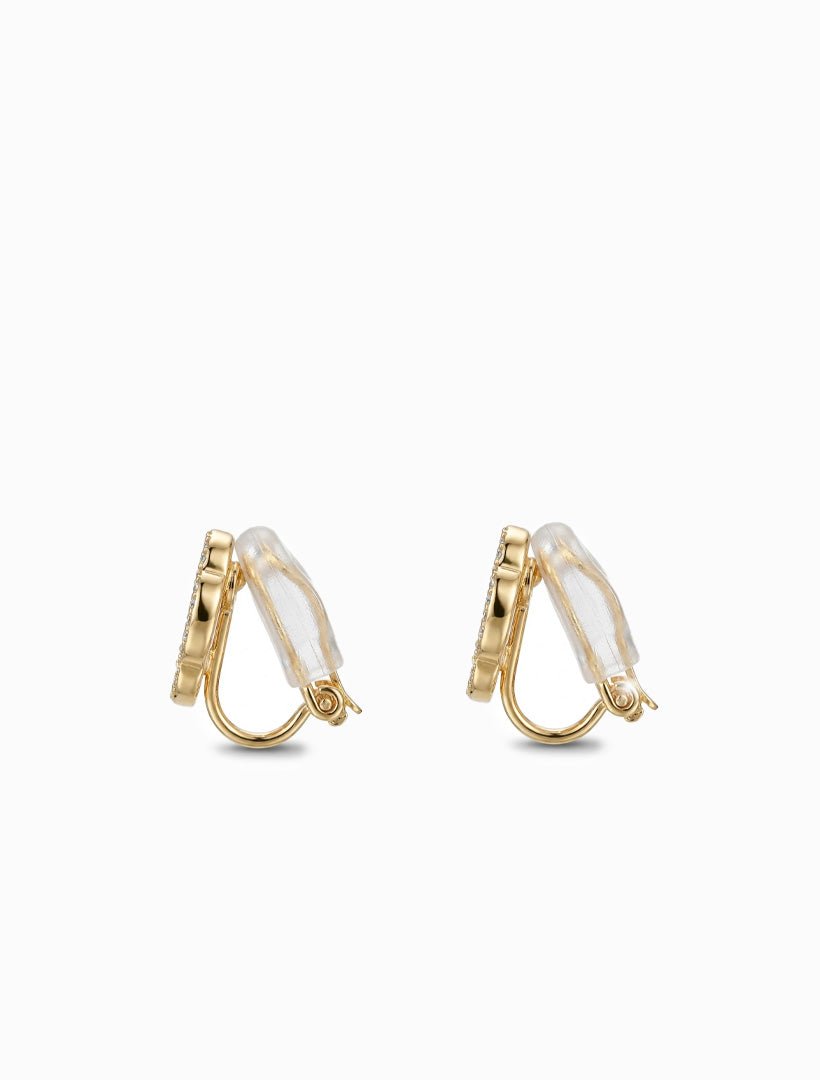 Mother of Pearl Clover Clip Ons Gold - Zjoosh