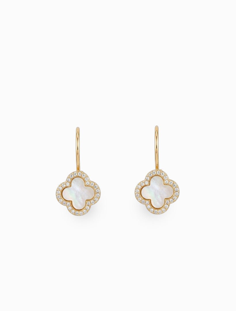 Mother of Pearl Clover French Hooks White - Zjoosh