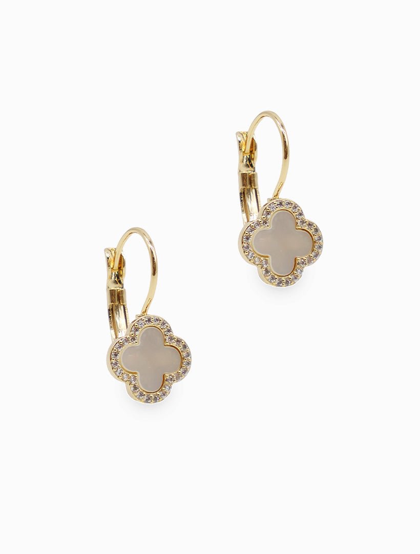 Mother of Pearl Clover French Hooks White - Zjoosh