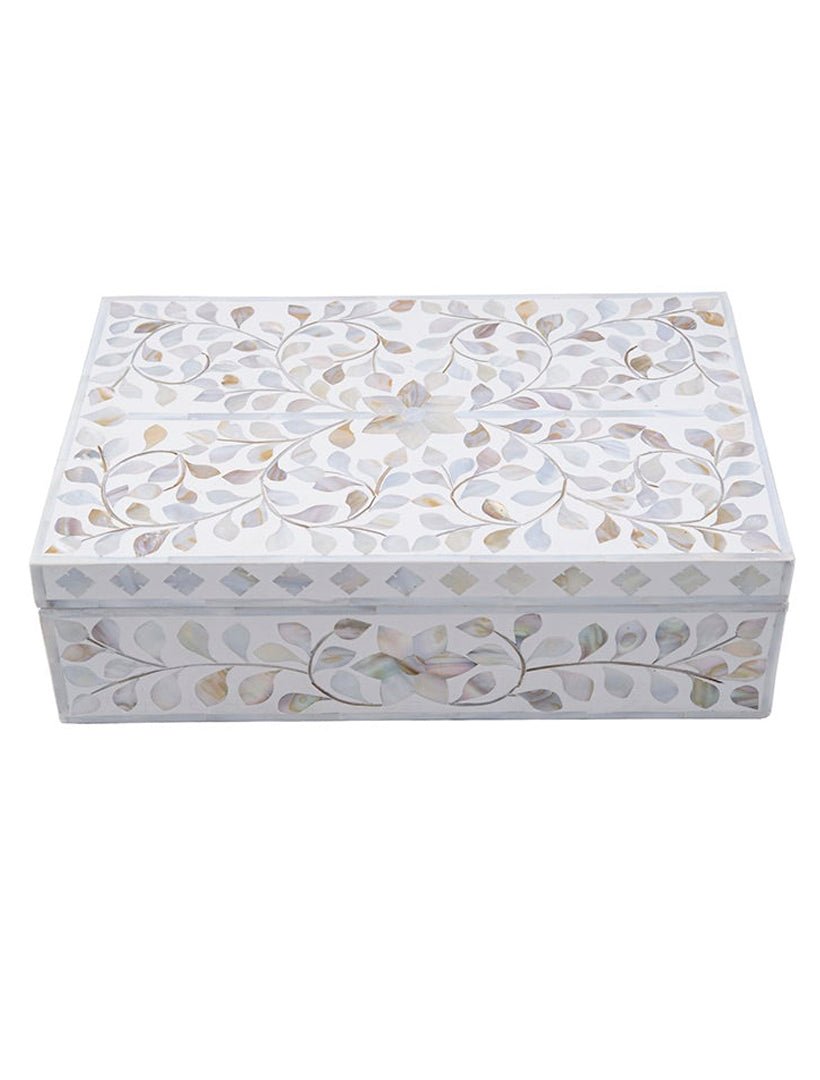 Mother Of Pearl Inlay Box White - Zjoosh