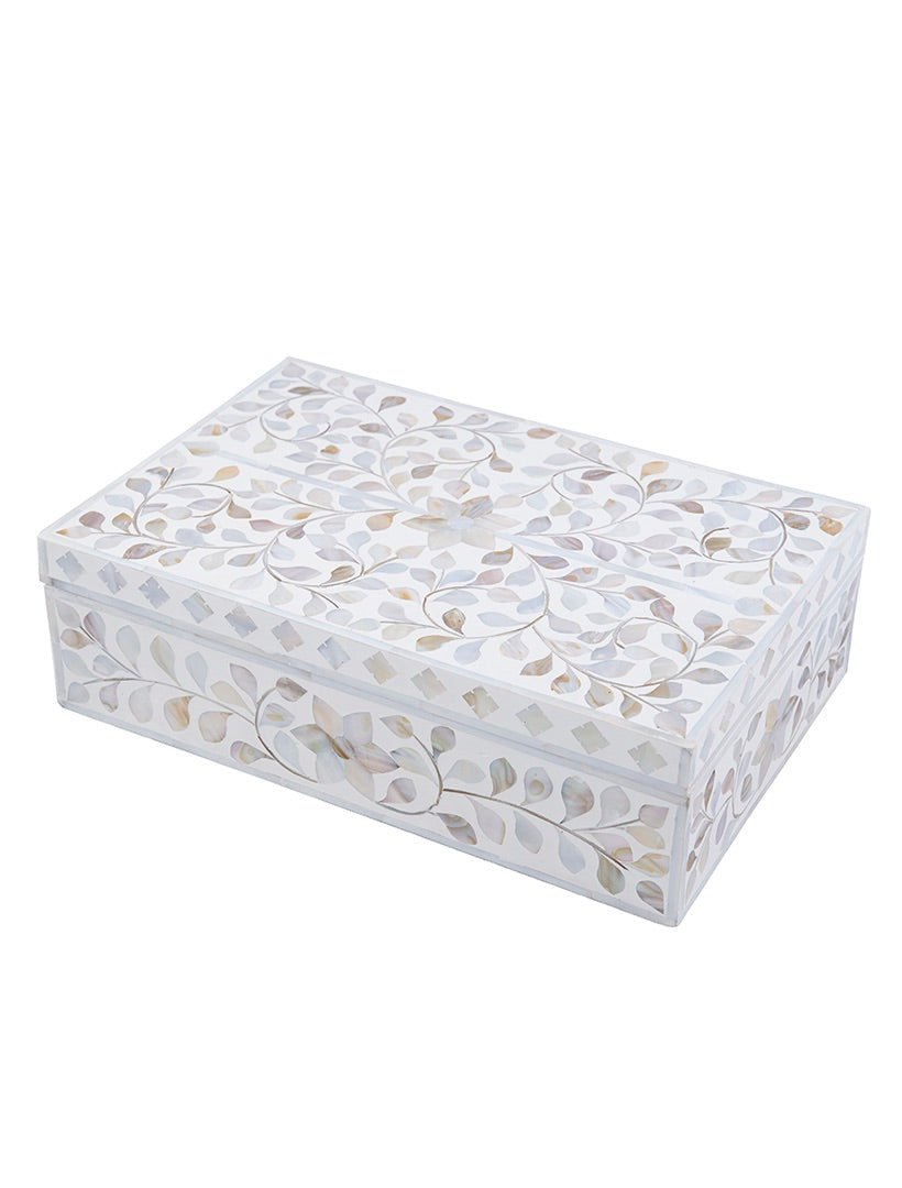 Mother Of Pearl Inlay Box White - Zjoosh