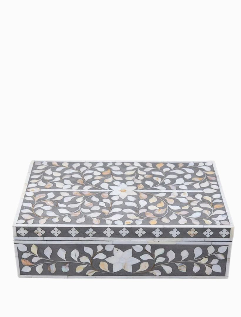 Mother Of Pearl Inlay Box Taupe