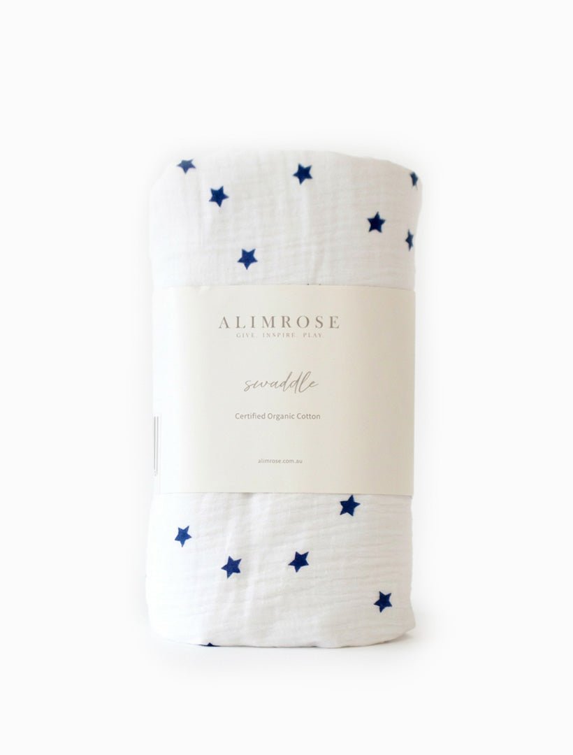 Muslin Swaddle Navy Stars - Zjoosh