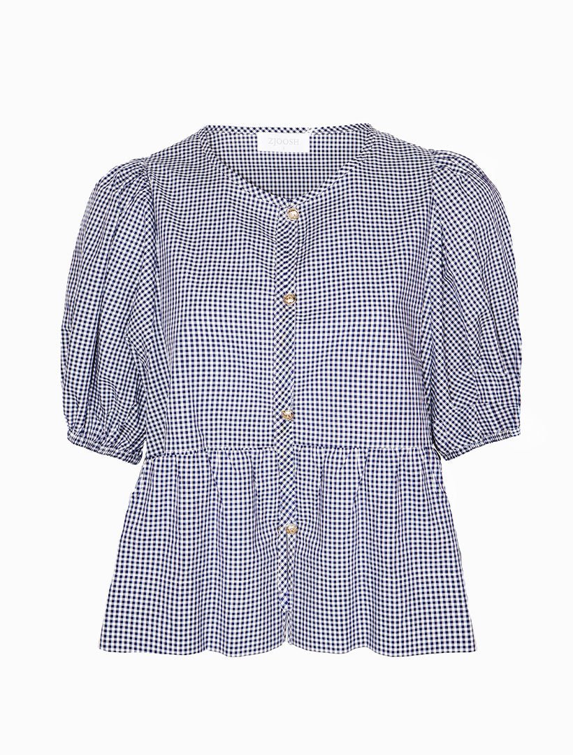 Nadia Gingham Top Navy - FINAL SALE - Zjoosh