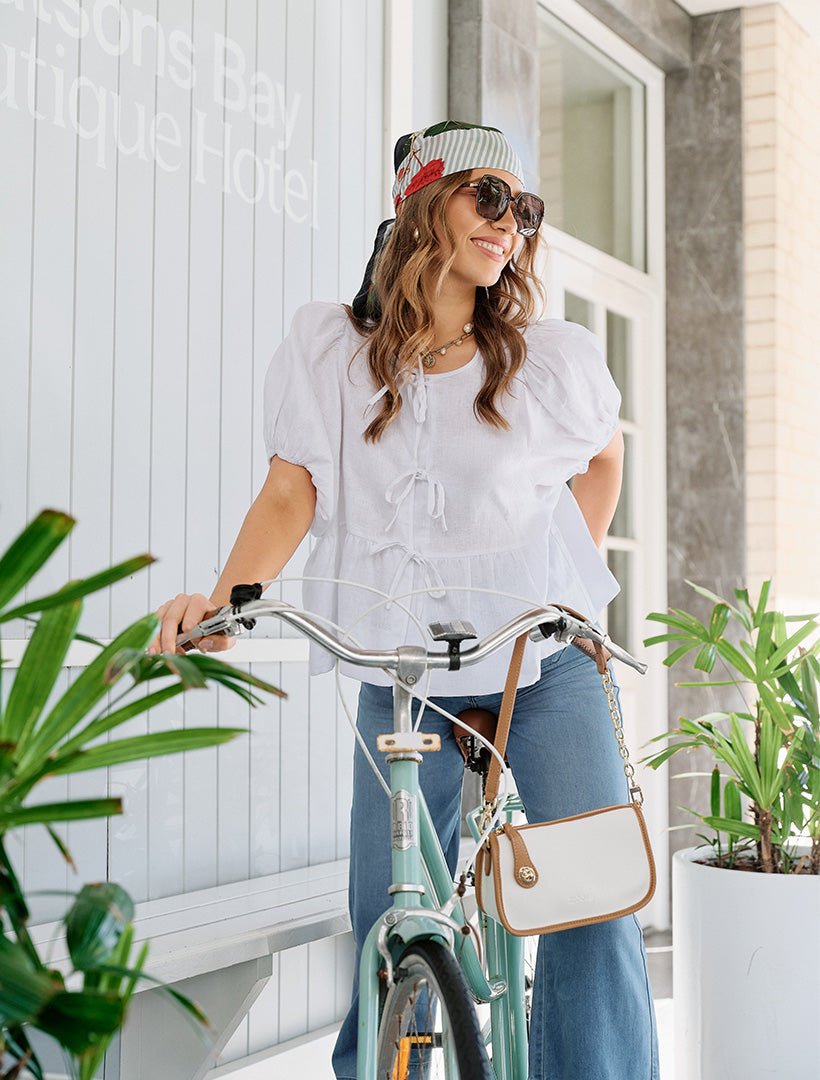 Nadia Tie Front Linen Top White - FINAL SALE - Zjoosh