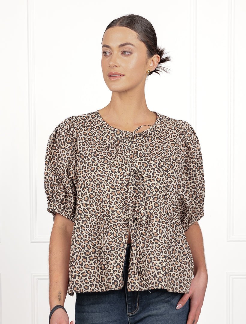 Nadia Tie Front Top Leopard - FINAL SALE - Zjoosh