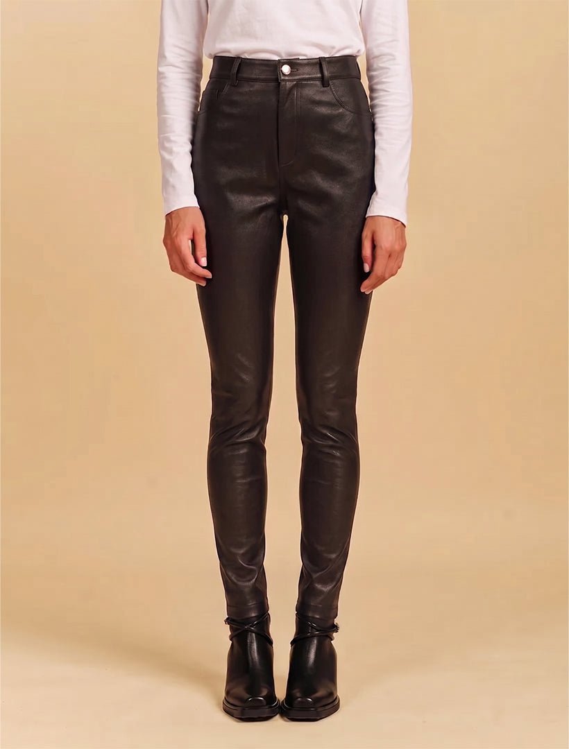 Natasha Leather Pant Chocolate - Zjoosh