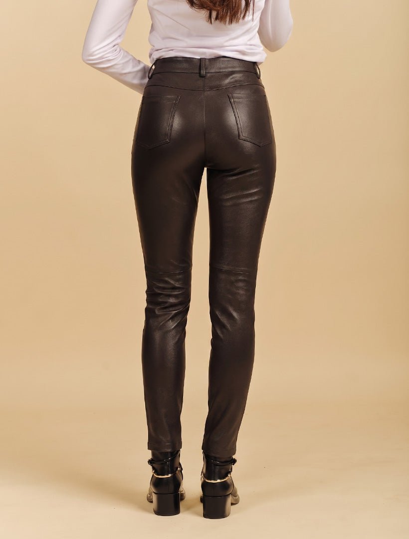 Natasha Leather Pant Chocolate - Zjoosh