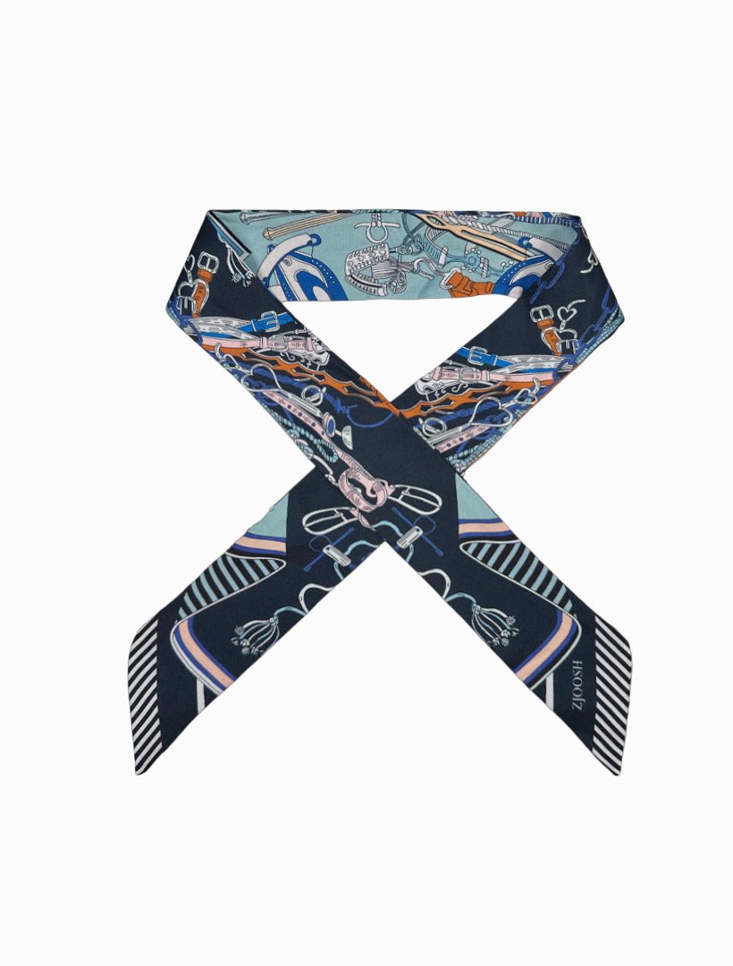 Navy Belts and Chains Neck Scarf - Zjoosh