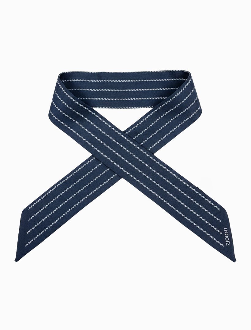 Navy White Stripes Neck Scarf - Zjoosh