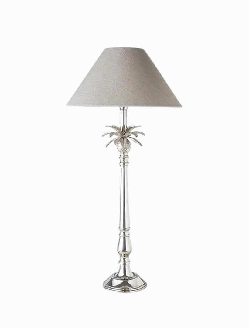 Nickel Pineapple Lamp Natural Shade - Zjoosh