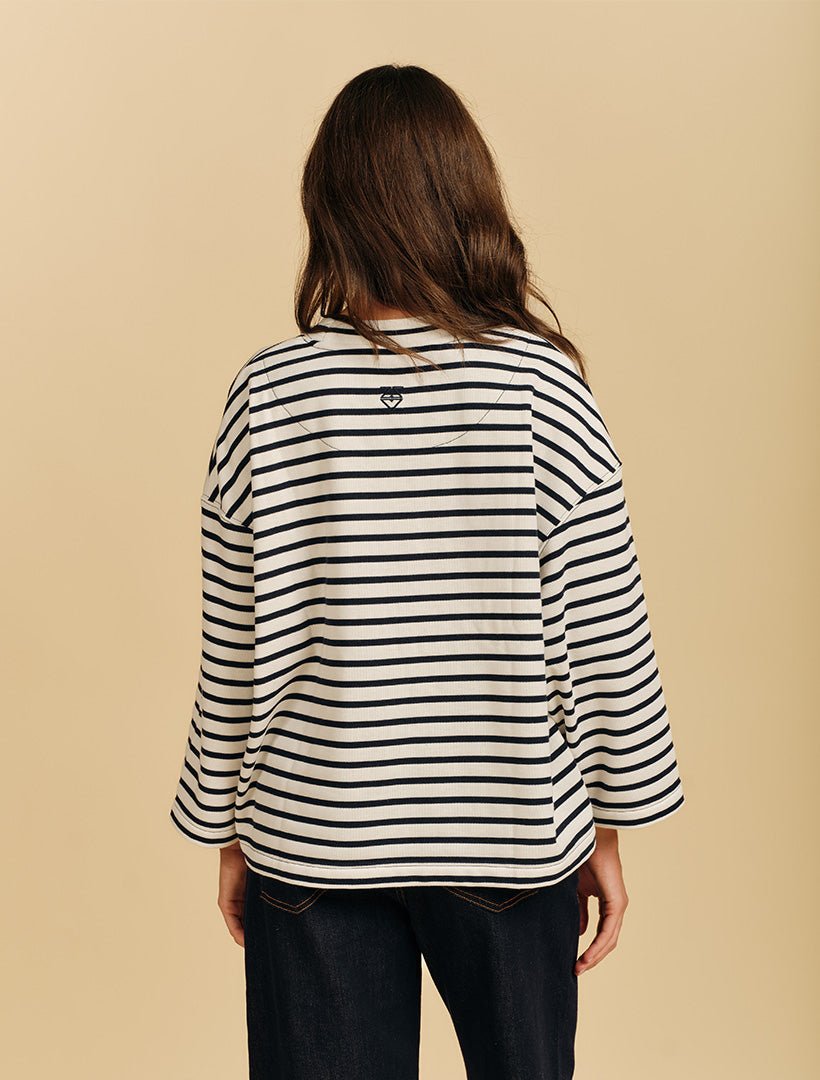 Nova Sweatshirt Navy White Stripes - Zjoosh