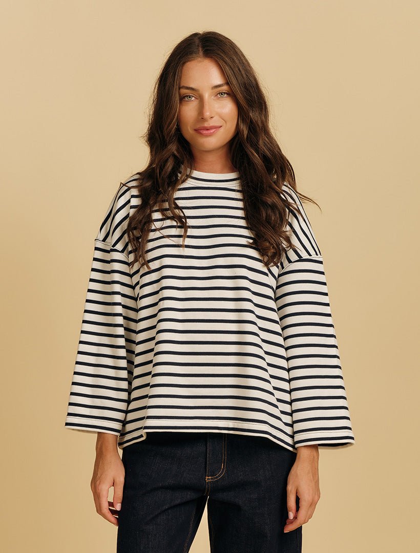 Nova Sweatshirt Navy White Stripes - Zjoosh