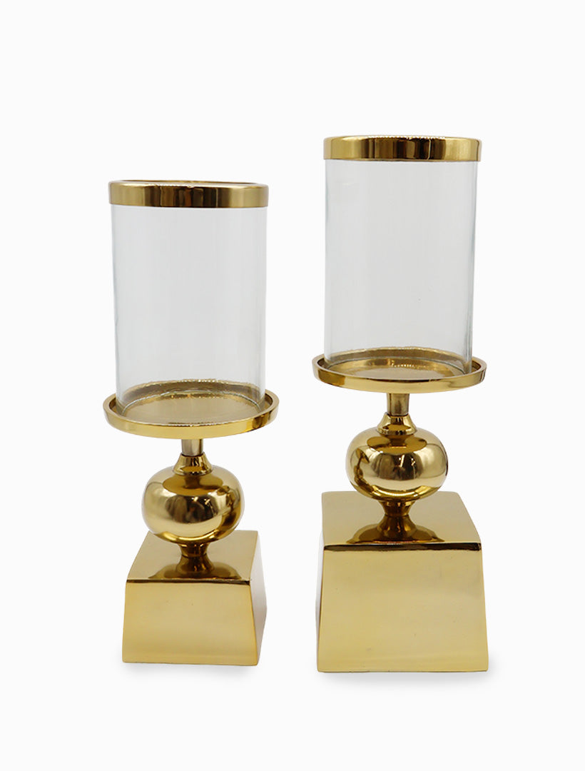 Gold Ball Hurricane Candle Holder Small