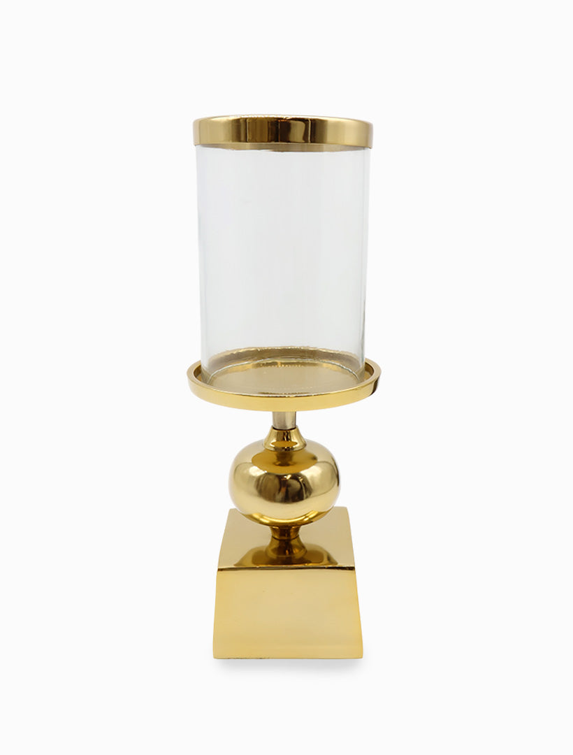 Gold Ball Hurricane Candle Holder Small