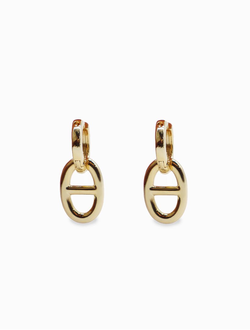 Oval Links Studs Gold - Zjoosh