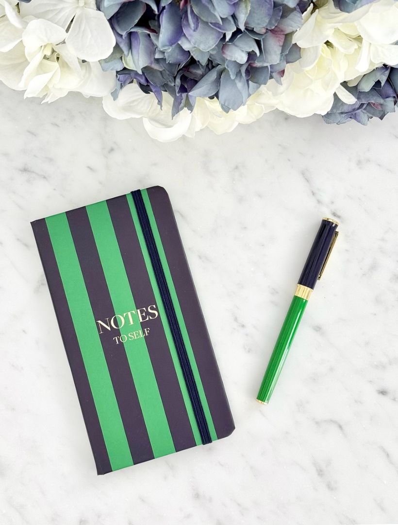 Paige Journal Navy Green Stripe - Zjoosh