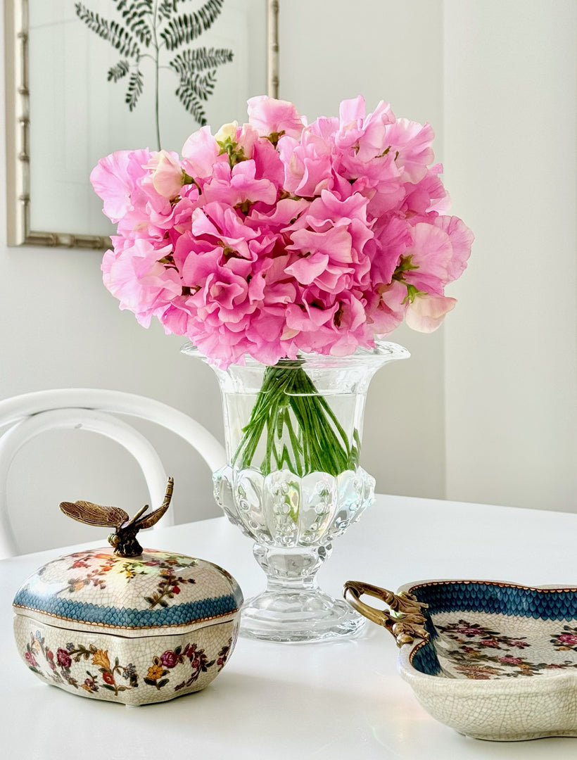 Home decor - Floral porcelain tray and tricked box