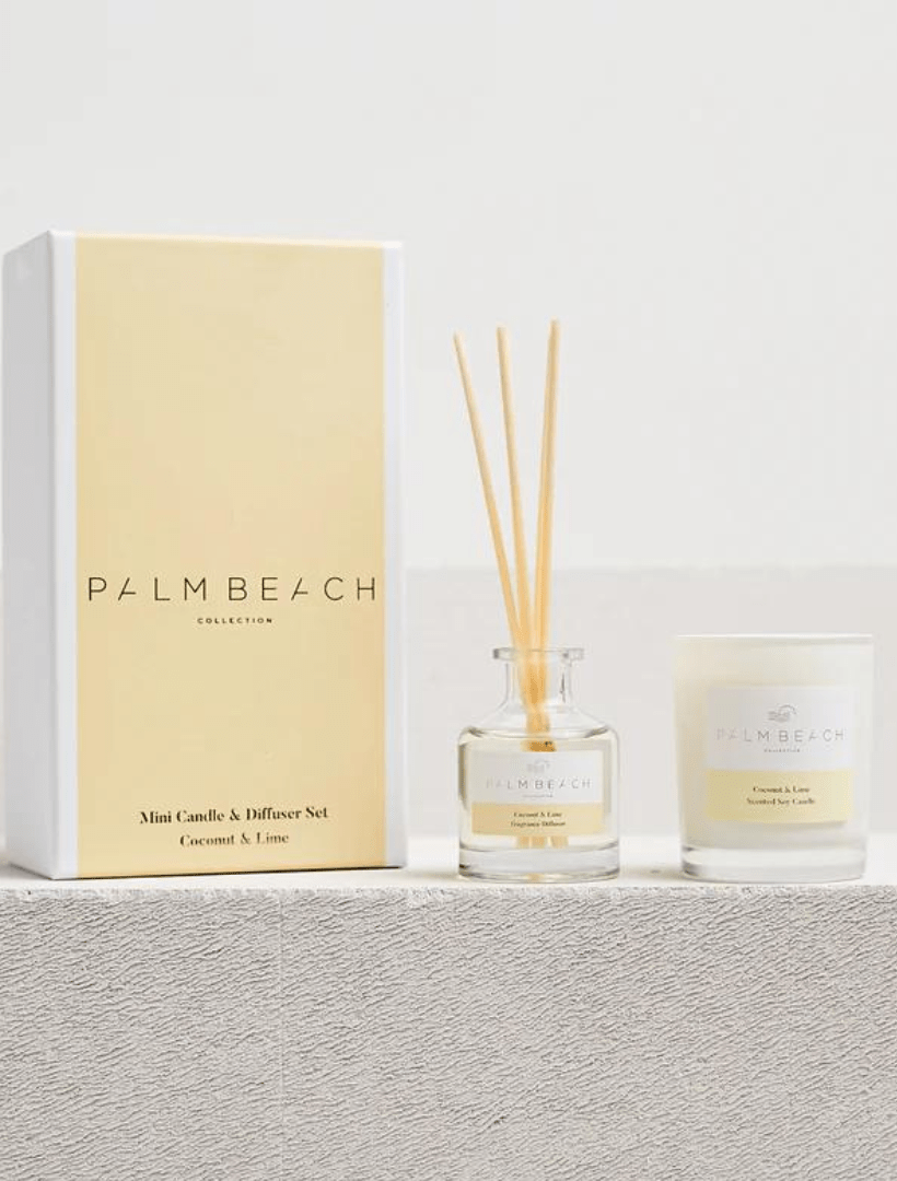 Palm Beach Coconut and Lime Mini Candle And Diffuser Gift Set - Zjoosh