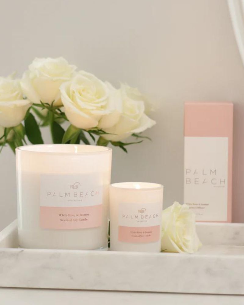 white rose and jasmine candles