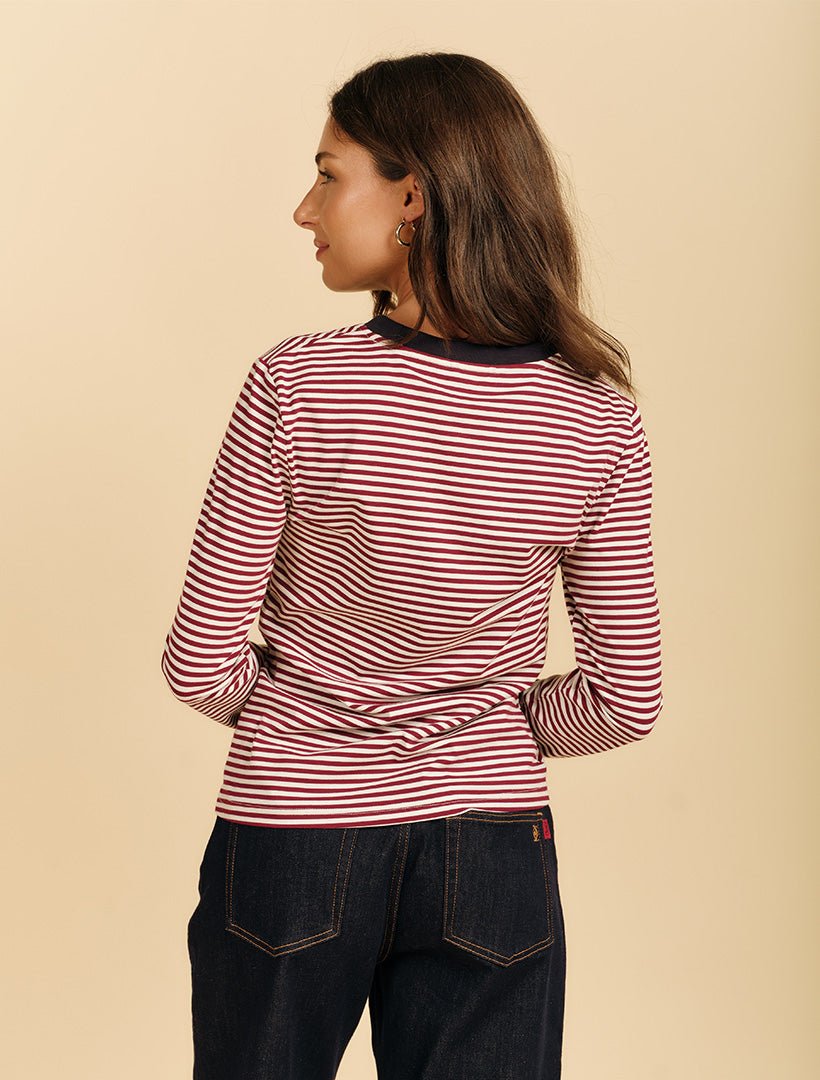Paris striped Long Sleeve Tee Pinot - Zjoosh