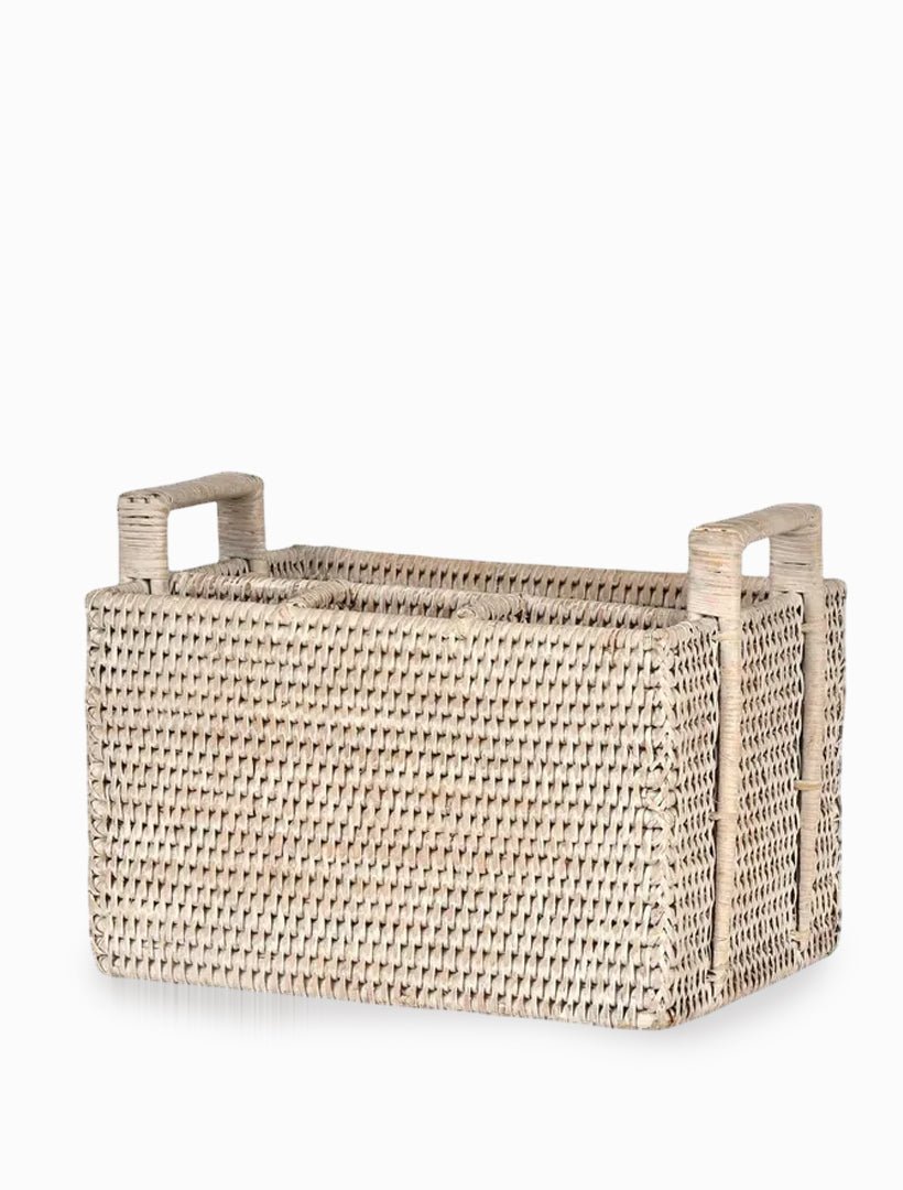 Paume Rattan Cutlery Caddy White Wash White - FINAL SALE - Zjoosh