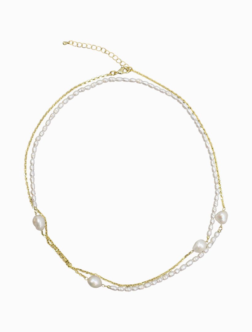 Pearl and Gold Long Necklace - Zjoosh