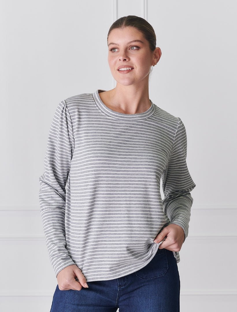 Penny Striped Top Grey - FINAL SALE - Zjoosh