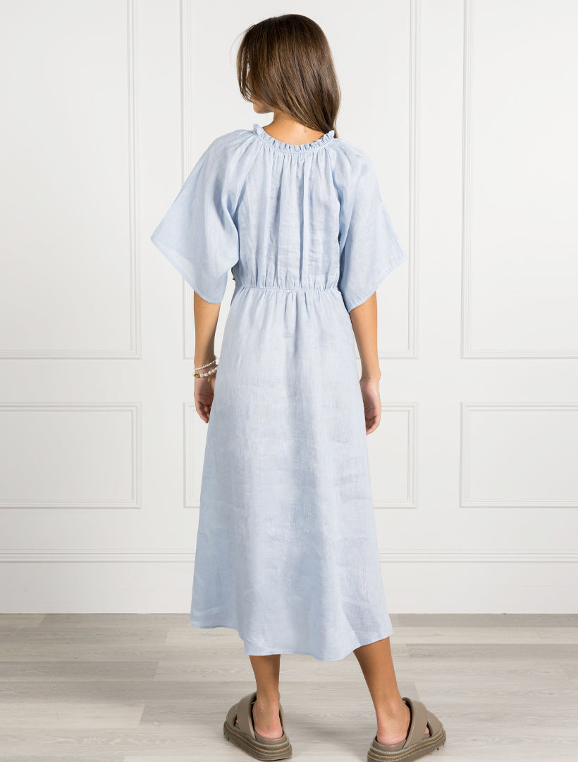 Back view - Blue linen dress