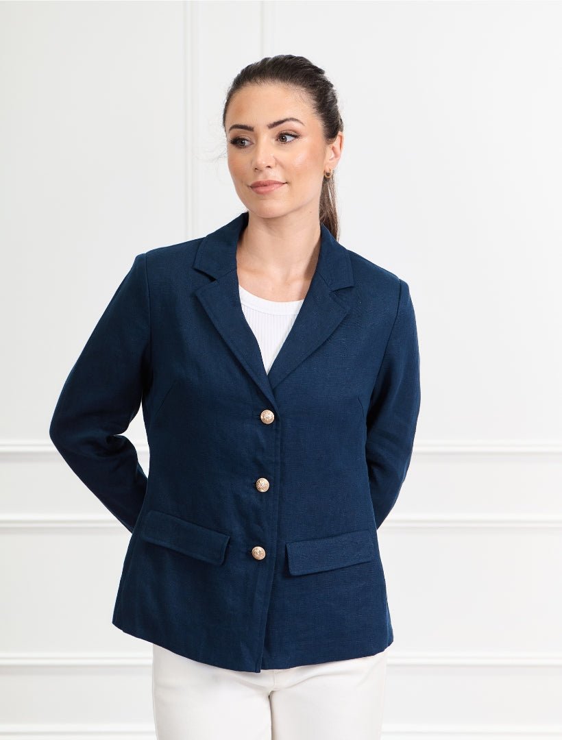 Peta Linen Blazer Navy - FINAL SALE - Zjoosh