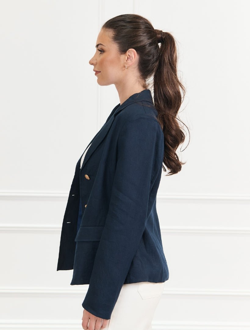 Peta Linen Blazer Navy - FINAL SALE - Zjoosh