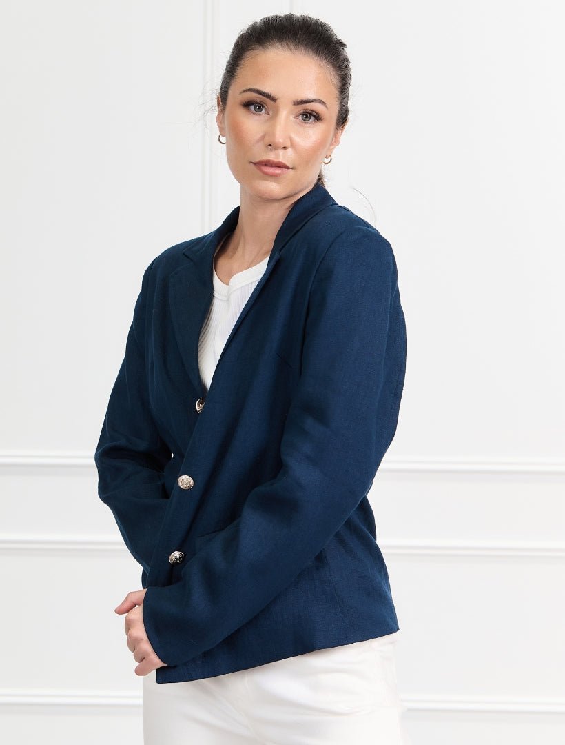 Peta Linen Blazer Navy - FINAL SALE - Zjoosh